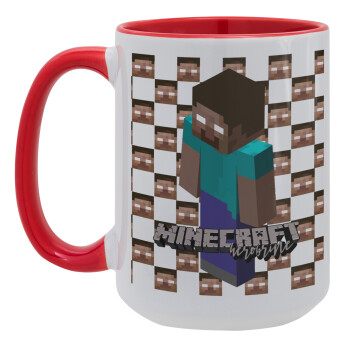 Minecraft herobrine, Κούπα Mega 15oz, κεραμική Κόκκινη, 450ml