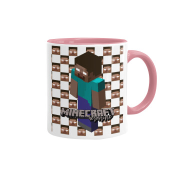 Minecraft herobrine, Mug colored pink, ceramic, 330ml