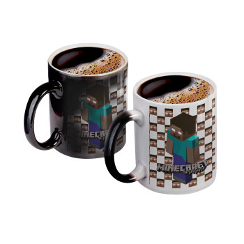 Minecraft herobrine, Color changing magic Mug, ceramic, 330ml when adding hot liquid inside, the black colour desappears (1 pcs)
