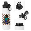 Metal water bottle with safety cap, aluminum 850ml