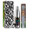 Easter Set, metallic stainless thermos flask (500ml) & scented flat Easter candle (30cm) (GRAY)