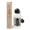 Easter Set, metallic aluminum water bottle (500ml) & aromatic flat Easter candle (30cm) (GRAY)