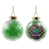 Transparent Christmas tree ball ornament with green filling 8cm