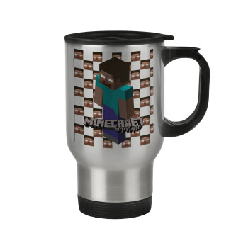 Minecraft herobrine, Stainless steel travel mug with lid, double wall 450ml