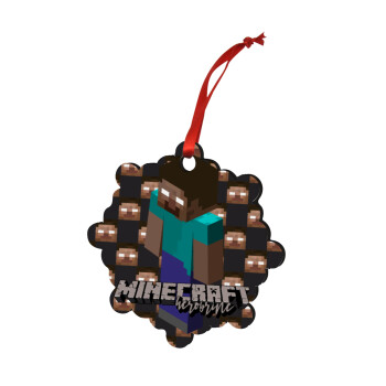 Minecraft herobrine, Χριστουγεννιάτικο στολίδι snowflake ξύλινο 7.5cm