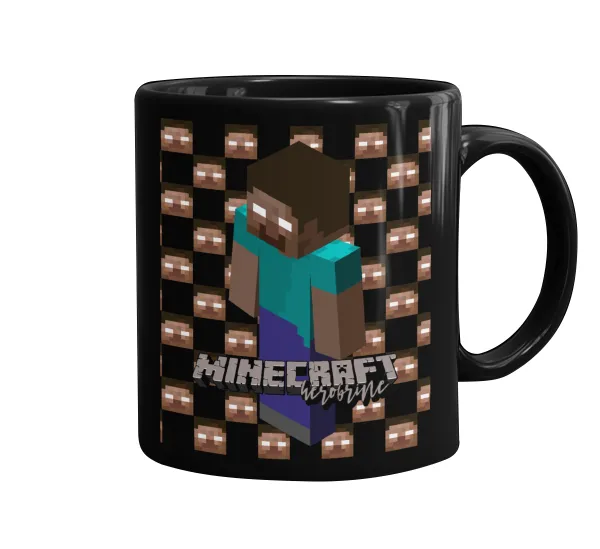 Minecraft herobrine — Κούπα Μαύρη, κεραμική, 330ml
