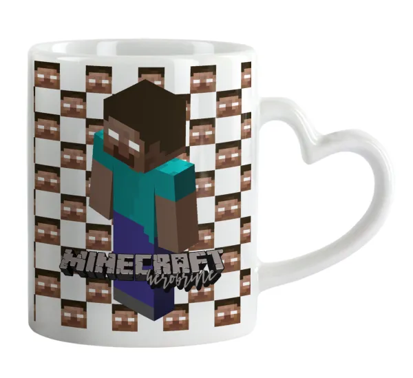 Minecraft herobrine — Mug heart handle, ceramic, 330ml