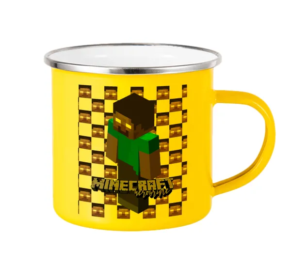 Minecraft herobrine — Κούπα Μεταλλική εμαγιέ Κίτρινη 360ml