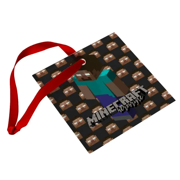 Minecraft herobrine — Christmas ornament, glass square ornament 9x9cm