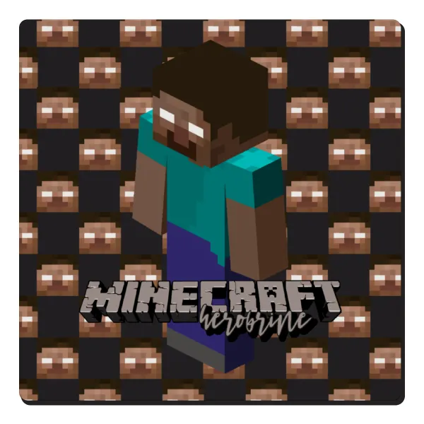 Minecraft herobrine — Square wooden magnet, 6x6cm
