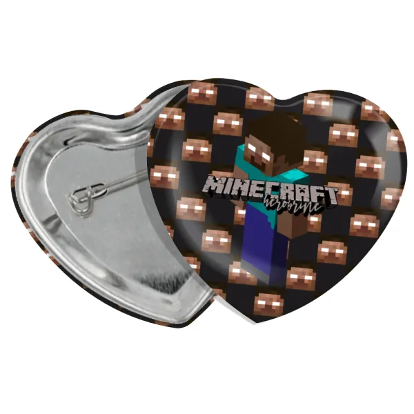 Minecraft herobrine — Heart pin badge (57x52mm)