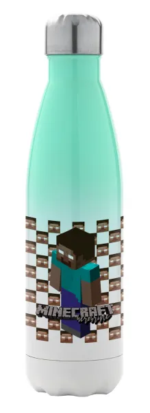 Minecraft herobrine — Metal mug thermos Green/White (Stainless steel), double wall, 500ml