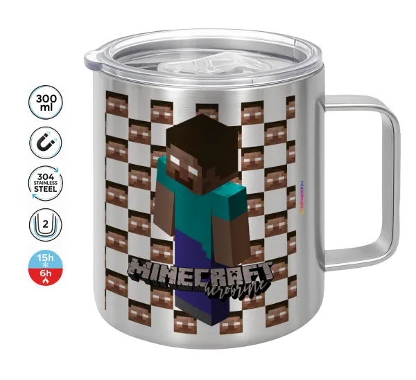 Minecraft herobrine — Double-walled stainless steel mug 300ml with temperature-retaining lid