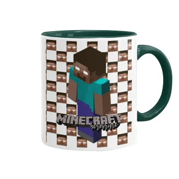 Minecraft herobrine, Mug colored green, ceramic, 330ml