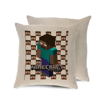 Minecraft herobrine, Μαξιλάρι καναπέ ΛΙΝΟ 40x40cm περιέχεται το  γέμισμα
