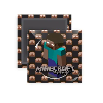 Minecraft herobrine, Μαγνητάκι ψυγείου τετράγωνο διάστασης 5x5cm