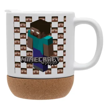 Minecraft herobrine, Κούπα, κεραμική με βάση φελού και καπάκι (ΜΑΤ), 330ml