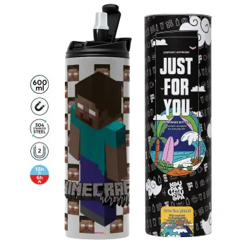 Minecraft herobrine, Tumbler stainless steel GREY 600ml