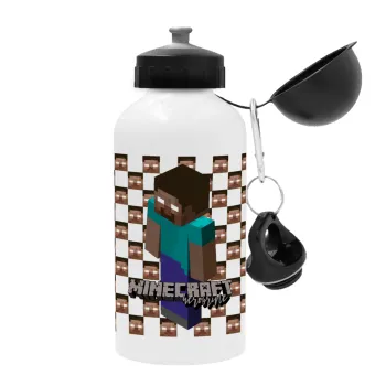 Minecraft herobrine, Μεταλλικό παγούρι νερού, Λευκό, αλουμινίου 500ml