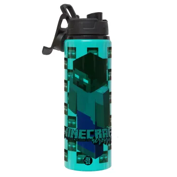Minecraft herobrine, Μεταλλικό παγούρι νερού με καπάκι ασφαλείας, αλουμινίου 850ml