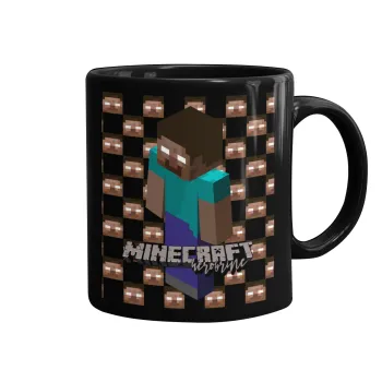 Minecraft herobrine, Κούπα Μαύρη, κεραμική, 330ml