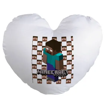 Minecraft herobrine, Μαξιλάρι καναπέ καρδιά 40x40cm περιέχεται το  γέμισμα