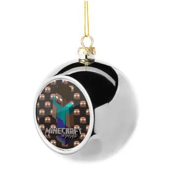 Minecraft herobrine, Silver 8cm Christmas tree ball ornament