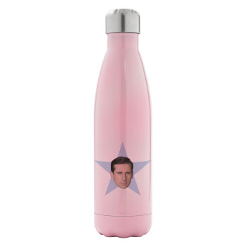 michael the office star, Metal mug thermos Pink Iridiscent (Stainless steel), double wall, 500ml