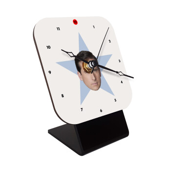 michael the office star, Quartz Wooden table clock with hands (10cm)