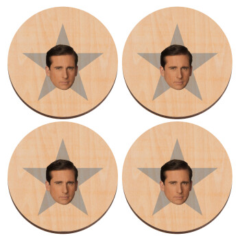 michael the office star, ΣΕΤ x4 Σουβέρ ξύλινα στρογγυλά plywood (9cm)