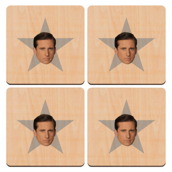 michael the office star, ΣΕΤ x4 Σουβέρ ξύλινα τετράγωνα plywood (9cm)