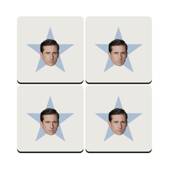 michael the office star, ΣΕΤ 4 Σουβέρ ξύλινα τετράγωνα (9cm)