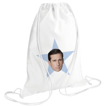 michael the office star, Backpack pouch GYMBAG white (28x40cm)