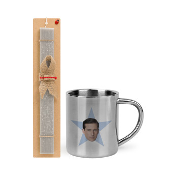 michael the office star, Easter Set, metallic thermal cup (300ml) & Easter aromatic flat candle (30cm) (GRAY)
