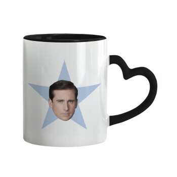 michael the office star, Κούπα καρδιά χερούλι μαύρη, κεραμική, 330ml