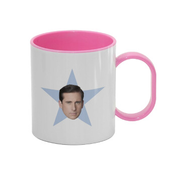 michael the office star, Κούπα (πλαστική) (BPA-FREE) Polymer Ροζ για παιδιά, 330ml