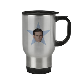 michael the office star, Stainless steel travel mug with lid, double wall 450ml