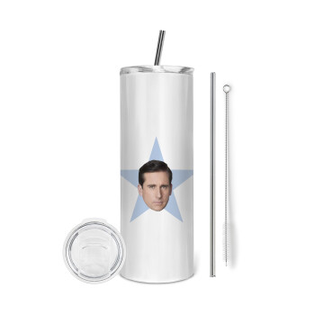 michael the office star, Tumbler stainless steel 600ml, with metal straw & cleaning brush