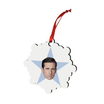 michael the office star, Christmas ornament snowflake wooden 7.5cm
