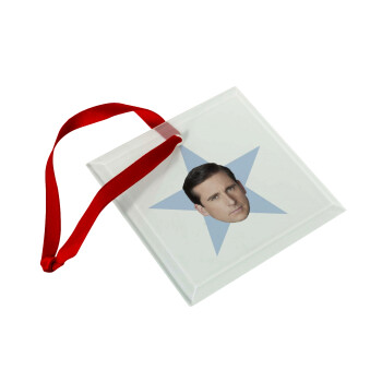 michael the office star, Christmas ornament, glass square ornament 9x9cm