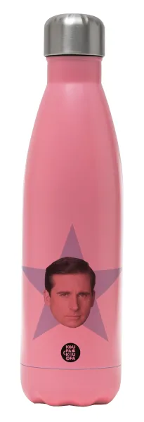 michael the office star — Metal mug thermos Pink Mat (Stainless steel), double wall, 500ml