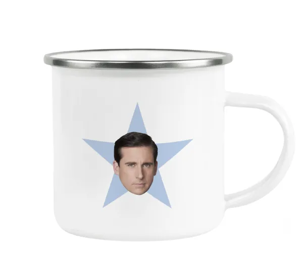 michael the office star — Metallic enamel cup white 360ml