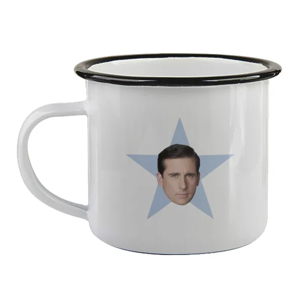 michael the office star — Enamel mug with black rim, 360ml