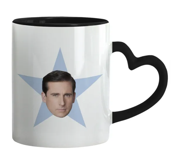 michael the office star — Mug heart black handle, ceramic, 330ml