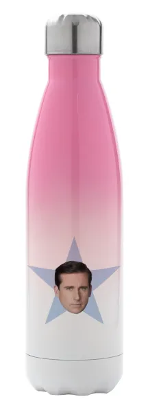 michael the office star — Metal mug thermos Pink/White (Stainless steel), double wall, 500ml