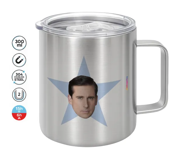 michael the office star — Double-walled stainless steel mug 300ml with temperature-retaining lid