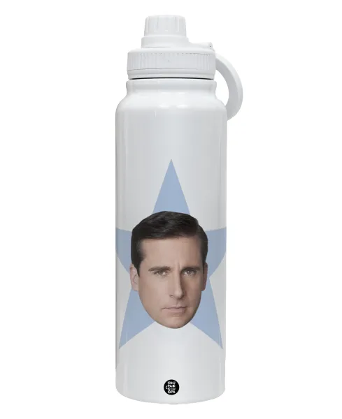 michael the office star — 1L Stainless Steel Thermal Bottle with Phone Holder & Double Wall Insulation