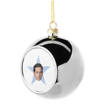 michael the office star, Silver 8cm Christmas tree ball ornament