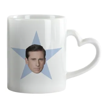 michael the office star, Κούπα καρδιά χερούλι λευκή, κεραμική, 330ml