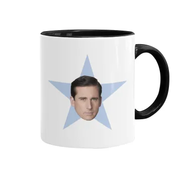 michael the office star, Κούπα χρωματιστή μαύρη, κεραμική, 330ml